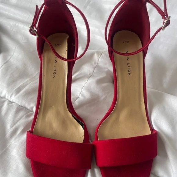 New Look Bold Red Ankle Strap Heels - Picture 4 of 6